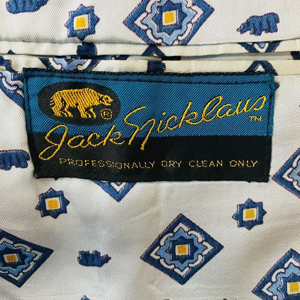 VTG Jack Nicklaus Light Blue 70s Polyester Sport Coat Golden Bear Blazer (stain)